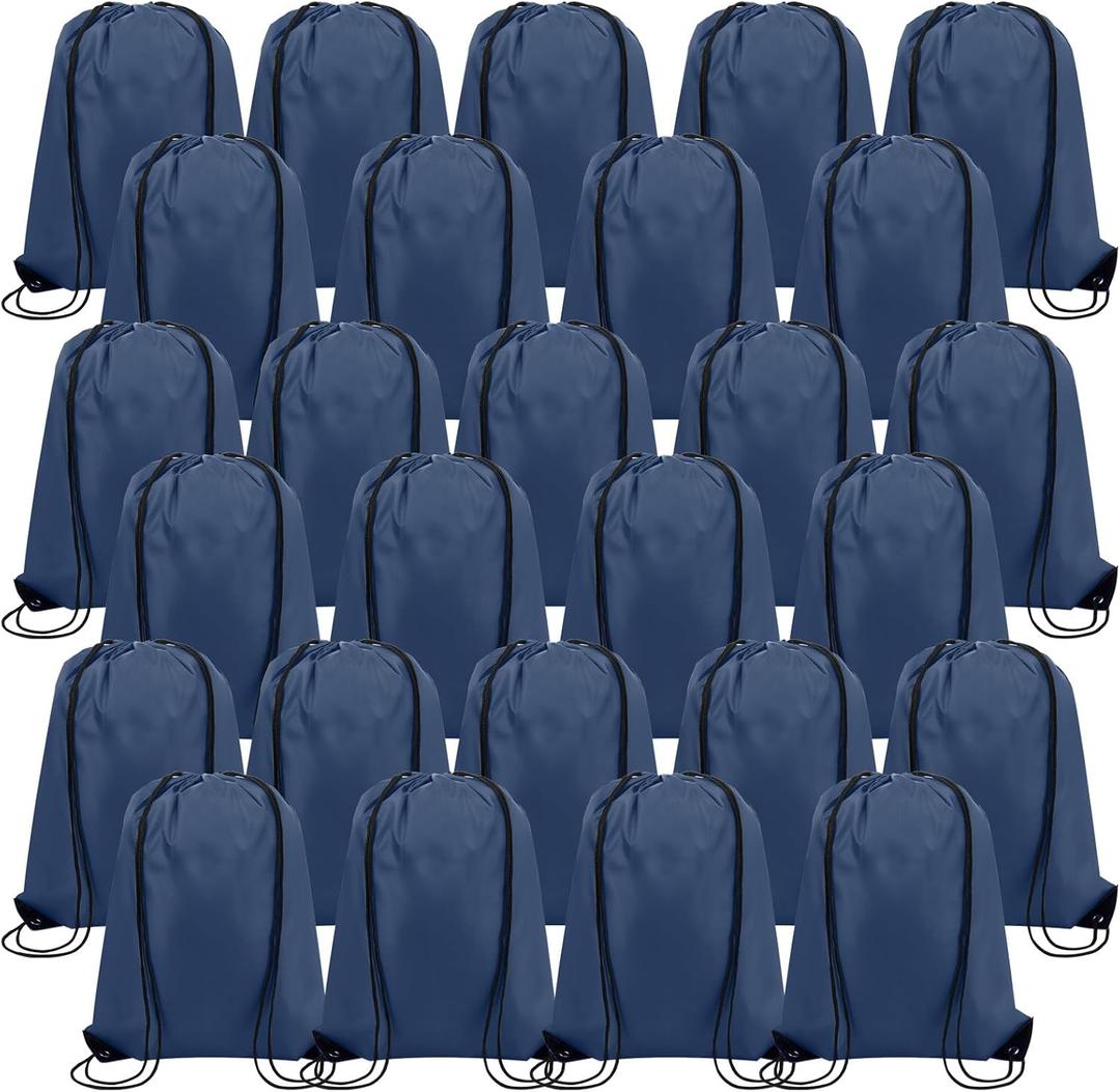 Silkfly 100 Pieces Drawstring Backpack Bags Bulk Portable Blank Cinch Storage Bags for Sports, School, DIY Gifts, Homeless, Social Assistance(Navy Blue)