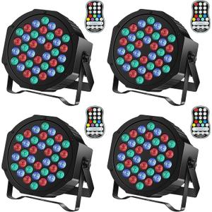 Rechargeable Par Can Lights U`King Wireless LED Uplights Battery Powered Uplighting RGB 36W Stage Lighting for Events DJ Disco Wedding Party - 4 Pack
