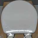 Mayfair Linden Slow Close Toilet Seat, Non Slip Heavy Duty Wood, Easy Install, Round, White