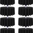 8 Pack Black Round Tablecloths 90 Inch Table Round Table Cloth, Wrinkle Resistant Washable Polyester Fabric Table Cloth Table Cover for Dining Banquet Wedding Party