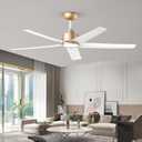 ocioc 52 inch Ceiling Fans with Lights and Remote Control Ultra Quiet DC Motor 3 Color Temperatures Modern Ceiling Fan for Bedroom Kitchen Indoor Covered Outdoor Gold