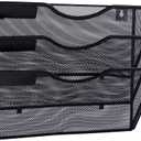 EASEPRES 3 Pocket Mesh Hanging Wall File Organizer, Wall Mounted Mail Paper Document Folder Holder, Clipboard Storage Organization Magazine Rack with Nametag Label for Office Home School, Black