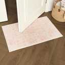 Washable Area Rug for Living Room - Stain Resistant Urtla Thin Rugs with Non Slip Rubber Backing - Indoor Floor Carpet for Dining Room Home Office Dorm (Pink/White, 2x3 Feet)