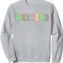 WEEKEND Shirts, VACATION Pastel Varsity Letters Sweatshirt, Small