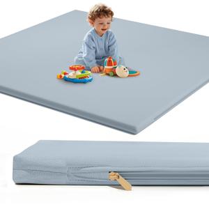 Dr. Pure Padded Baby Play Mat for Floor: 50x50 inch Soft Waterproof Vegan Leather Infant Playmat for Babies Toddlers Kids Crawling Sit Play - Fits Nicely Into 47 * 47and 50 * 50 Playpen Any Playroom