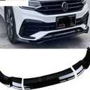 MUCO 3pcs Front Bumper Lip Spoiler Kit Compatible with V-o-lk-sw-agen Tiguan Rline 2021 2022 2023 24 Gloss Black Cover Guard Protection Conversion Front Lips