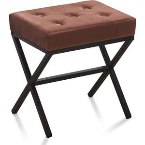 Wimarsbon Ottoman Foot Stool Tufted Vanity Stool Ottomans Thickened Cushion Footstool Mulifunctional Shoe Changing Seat Step Stools with Metal X Leg for Living Room Bedroom Velvet Coffee
