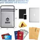 Upgraded Two Pockets Fireproof Document Bag (2000), andyer 15x 11Waterproof Fireproof Money Bag for Cash with Zipper, Important Document Storage Organizer for Valuables, Legal Documents Safe (Grey)