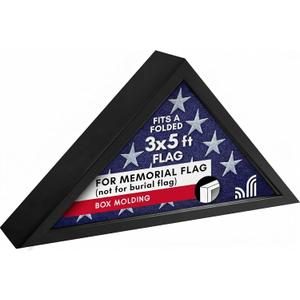 Americanflat Small Folded Flag Display Case - Fits Folded 3x5' Ceremonial Flags (Not for Burial Flag) - Silhouette Collection - Display Box for Wall or Tabletop - Black