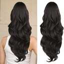 CHRSHN Ponytail Extension, Drawstring Ponytail Extension for Women 23 Inch Long Dark Brown Wavy Pony Tails Hair Extensions Synthetic Clip in Ponytail Hairpiece for Women