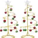 Hicarer 2 Pcs Christmas Ornament Display Tree Tabletop Metal Ornament Stand Holder Christmas Decorations Xmas Tree with Glittering Star (Stylish)
