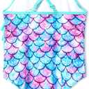 Dvenki Girls One Piece Swimsuit - Adjustable Strap, Mermaid Print Toddler Ruffle Bathing Suit