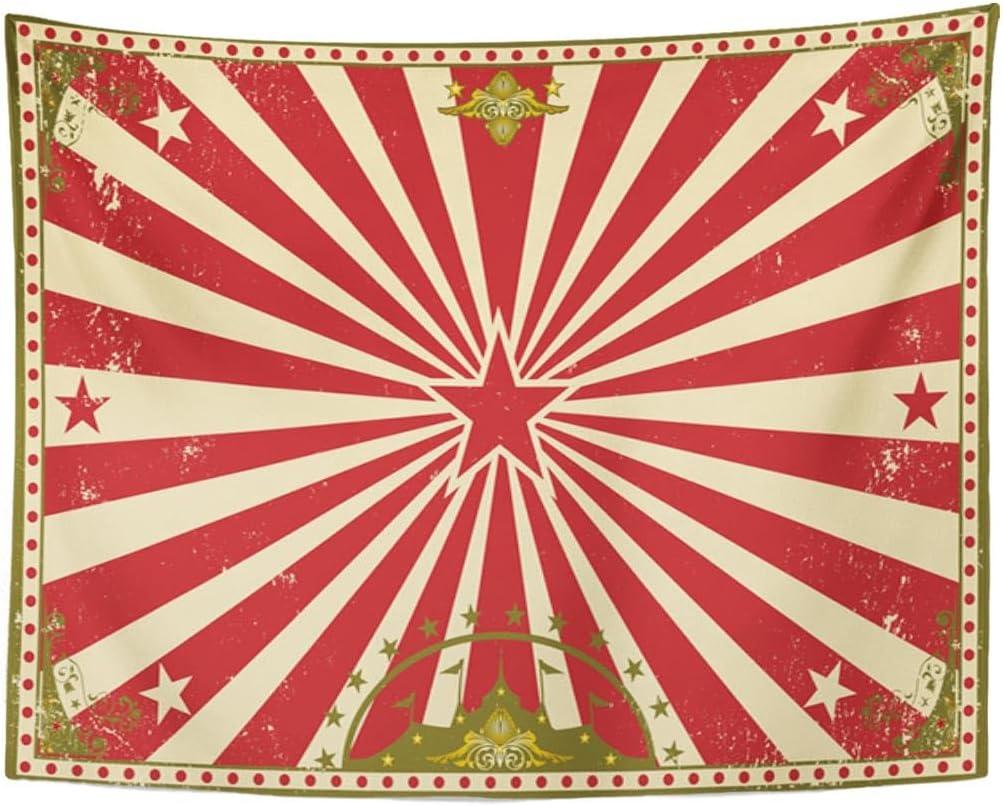 Emvency Tapestry Carnival Circus Vintage for Your Size Screen Marquee Cabaret Home Decor Wall Hanging for Living Room Bedroom Dorm 60x80 inches