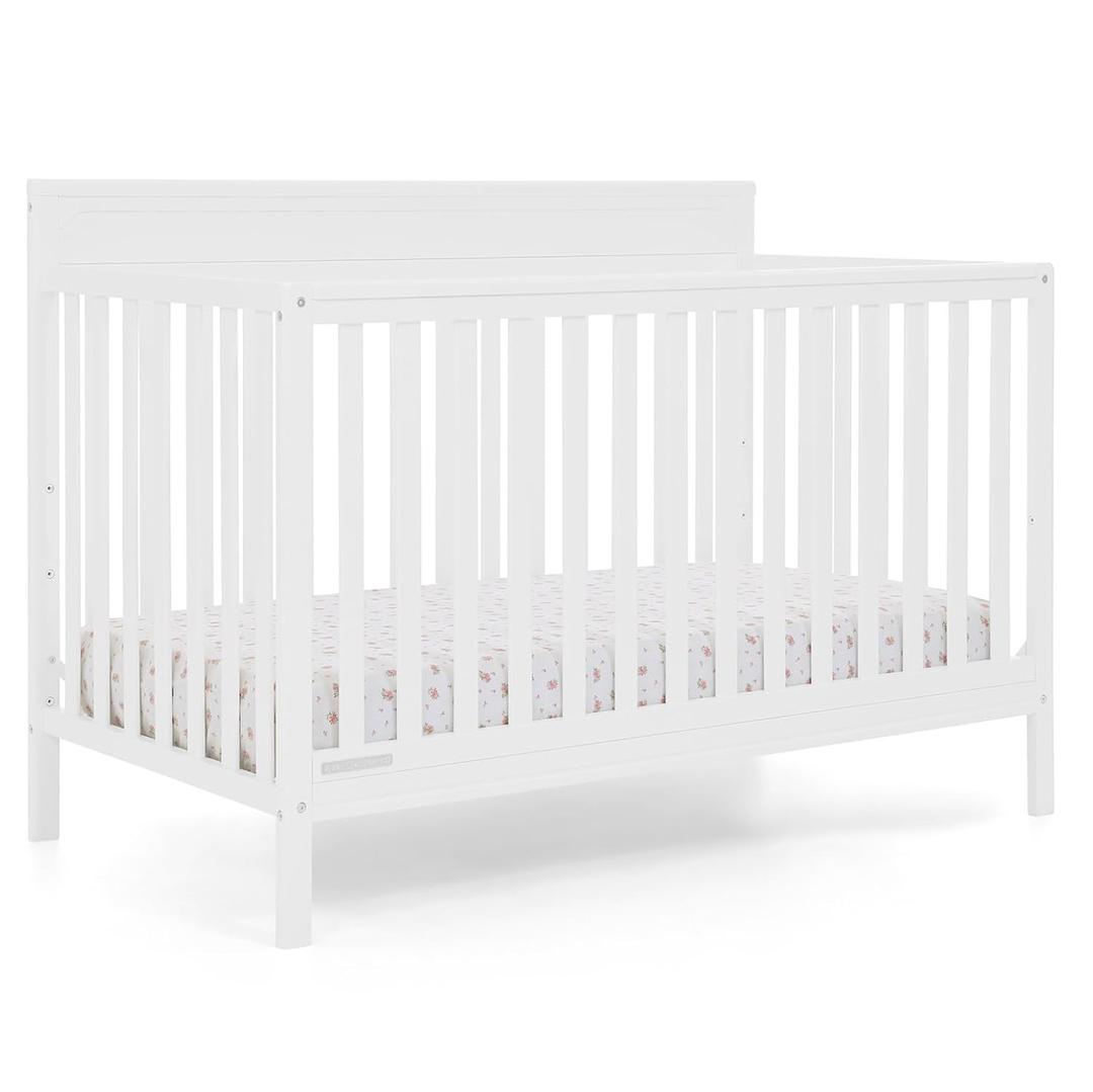 Delta Children Isabelle 6-in-1 Convertible Crib, Converts to Toddler Bed, Daybed, Sofa & Full Bed with/Without Footbaord, Greenguard Gold Certified, Mattress Heights, Bianca White