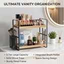 LEMIKKLE 2-Tier Wood Bathroom Counter Organizer with Basket,Waterproof Vanity Perfume Skincare Storage for Bathroom, Kitchen, Dresser