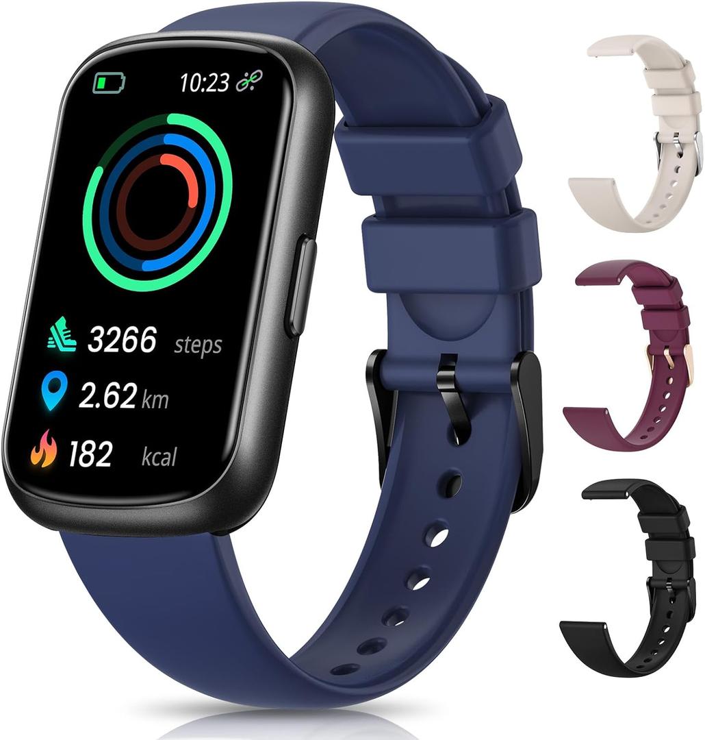RUXINGX Fitness Tracker Watch for Men/Women, SmartWatch with Sleep/Activity Tracker, Heart Rate Monitor with 20+ Sports Modes, Android Smart Watch for Phones, Smart Fitness Watches for Women/Men (Black-Navy Blue)
