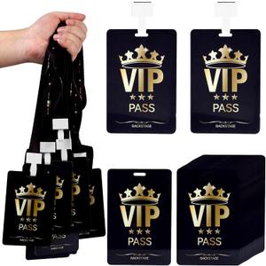 10 Sets VIP Badge Lanyard with Card, Plastic VIP Passes with Lanyard Backstage Pass Event Staff Lanyard for Music Party, Movie Night, Birthday Party, Concert Event