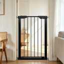 Fairy Baby 36" Tall Narrow Baby Gate 22.8"-25.5" Wide for Small Doorways | Narrow Pet Gate for Small Stairs, Auto-Close Pressure Mounted Metal Dog Gate, One-Hand Open Safety Child Gate No Drill, Black