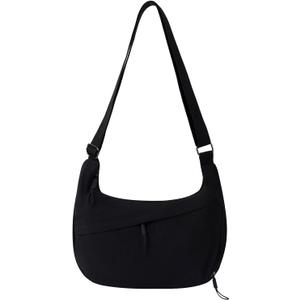 Crescent Bags for Women Nylon Hobo Crossbody Bags Casual Shoulder Handbags Multi-Pocket Sling Bag Lightweight Crossbody Purse (Black)