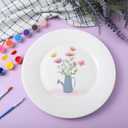 Marspark 6 Pcs 9 Inches Ceramic Painting Plate White Ceramic Plates with 6 Sets of 12 Colors Paint 6 Sets of 2 Brushes Porcelain Painting Craft Set for Family Gatherings Activities Art Supplies