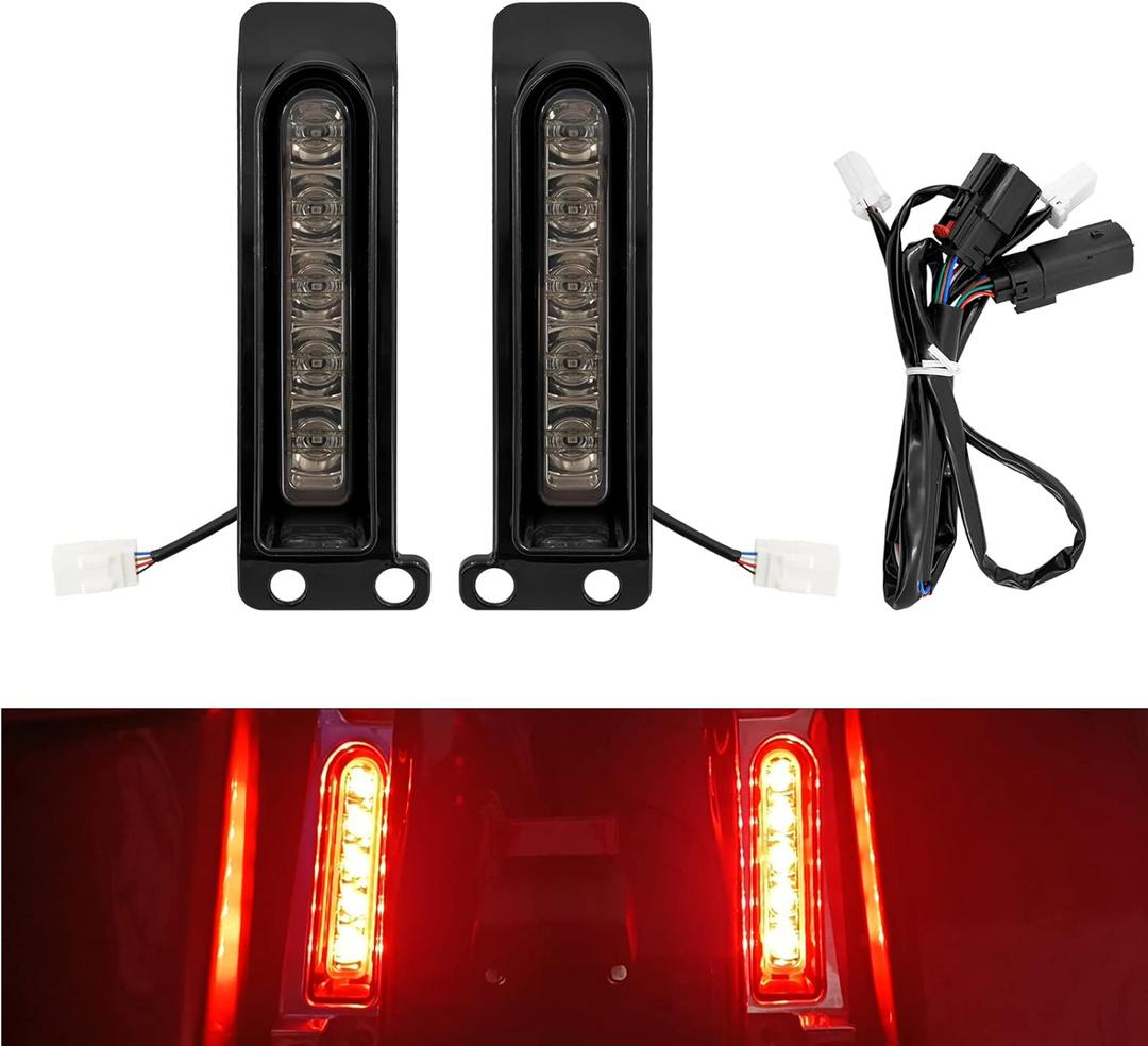 LED Filler Panel Lights Rear Fender Light Turn Signals Fit for Harley Touring Road Glide FLTR Electra Glide FLHT Road King FLHR Ultra Limited FLHTK 2014-2024 (Black Housing Smoke Len)