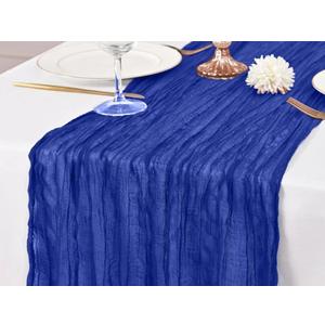 Royal Blue Table Runner 10Ft Cheesecloth Table Runner Rustic Gauze Table Runner Romantic Long Sheer Fabric Cheese Cloth Table Runner for Wedding Party Bridal Baby Shower