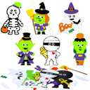 Yexiya 36 Pack DIY Your Own Halloween Characters Halloween Crafts Skeletons Ghosts Vampires Witches Paper Cuttings for Party Favors Ornaments Decoration Arts and Crafts Classroom Activities