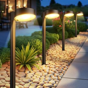 8 Pack Solar Pathway Lights Outdoor, 12 Brighter LED Solar Lights Outdoor Waterproof, Up to 12 Hrs Modern Path Light for Yard Garden Walkway Driveway Lawn (8 Pack) (Warm White)