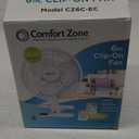 Comfort Zone Portable Clip on Fan with Fully Adjustable Tilt, Electric, 6 inch, Quiet, Indoor, 2 Speed, Mini Desk Fan, Table Fan, Airflow 6.53 ft/sec, Ideal for Home, Bedroom, Dorm & Office, CZ6C (White)