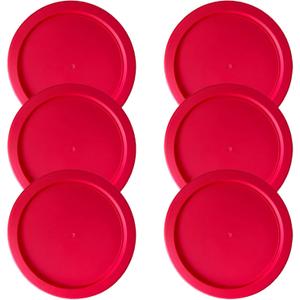 Replacement Lids fits Pyrex 2-Cup Glass Food Storage Container Bowls, 5-Inch Plastic Round Lids Covers for Pyrex 7200-PC, Airtight & Leakproof (6-Pack, Red)