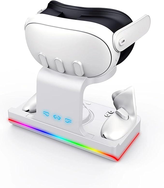 Dazzling Charging Dock Charging Station Stand for Meta/Oculus Quest 3 VR Headset & Controllers,Type-C Charger and LED Display