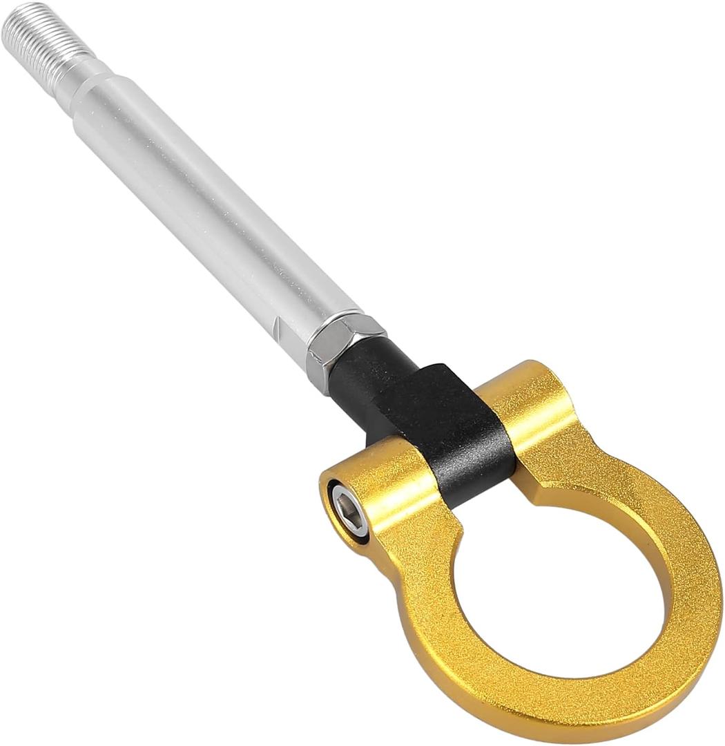 X AUTOHAUX Gold Tone Aluminum Alloy Front Bumper Trailer Ring Eye Towing Tow Hook Screw for Subaru Impreza WRX BRZ