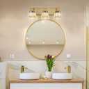 Gold Bathroom Vanity Lights - 3 Lights Crystal Bathroom Lighting Fixtures Over Mirror Modern Gold Crystal Wall Light