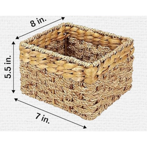 Seagrass and Hyacinth Nesting Wicker Basket, Multi-Size, 1 pack, Natural Woven Storage Baskets for Organizing Living Room, Shelves, Closet 