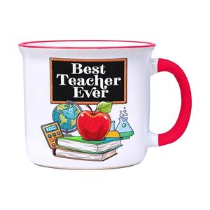 Pack of 2 Spoontiques Ceramic Camper Mug, 14oz - Microwave & Dishwasher Safe, for Cold & Hot Beverages - Teacher