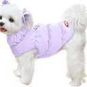 Winter Warm Dog Jacket for Small Medium Dogs Cat Cold Weather Coats with Harness Paded Dogs Fleece Vest Waterproof Windproof Dog Snow Jacket Pet Puppy Clothes (Purple,XXL)