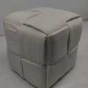 Footrest, Padded Foot Stool, Corduroy Woven Sofa Stool, Ottoman Stool with Foot Pads, Simple Square Ottomans for Bedroom, Entryway, Living Room(White,15x15x15in)