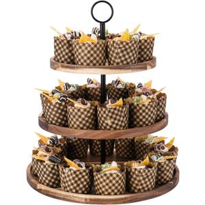 3 Tier Cupcake Stand, Large Wood Tiered Serving Tray Cupcake Tower, Serving Stand Display Dessert Cookie Candy Buffet Holder for Home Tea Party, Wedding, Farmhouse Decor, Kitchen Decor