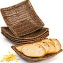Yesland 4 Pack Imitation Wicker Bread Baskets, 9 x 9 Inch Square Bread Baskets for Serving Fast Food Baskets Fruit Baskets Gift Baskets for Breakfast, Snacks Home, Restaurant, Bakery Tabletop, Brown