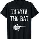 I'm with The bat Funny Matching Couple Costume Halloween T-Shirt, S