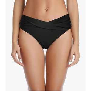 Tempt Me Women Twist Bikini Bottom Moderate High Cut Bathing Suit Bottoms Ruched Swimsuit Bottom, Size: L