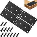 Flat Mending Plates 50x100mm/2x3.94'' Flat Brackets for Wood Metal Bracket Metal Plates with Screws for Wooden Furniture,Black 4Pack