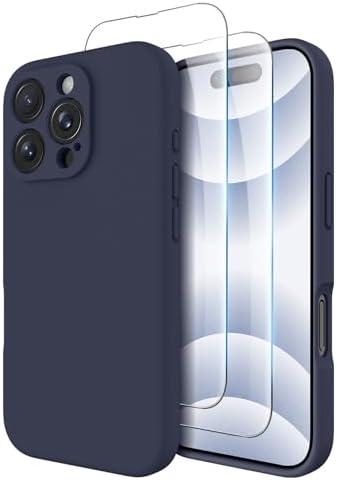 OTOFLY Compatible with iPhone 16 Pro Case, Compatible with MagSafe, Shockproof Magnetic Silicone Case for iPhone 16 Pro,[Military Grade Protection] [2 Pack Screen Protectors], Midnight Blue