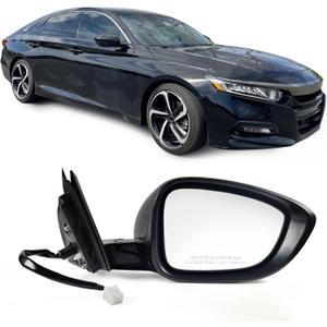 Right Passenger Side Door Mirror For Honda Accord LX, Sport 2018-2022  Power  Non-Heated No-Turn signal Match to Black Paint Replaces HO1321328 76208-TVA-A02 (3pin)