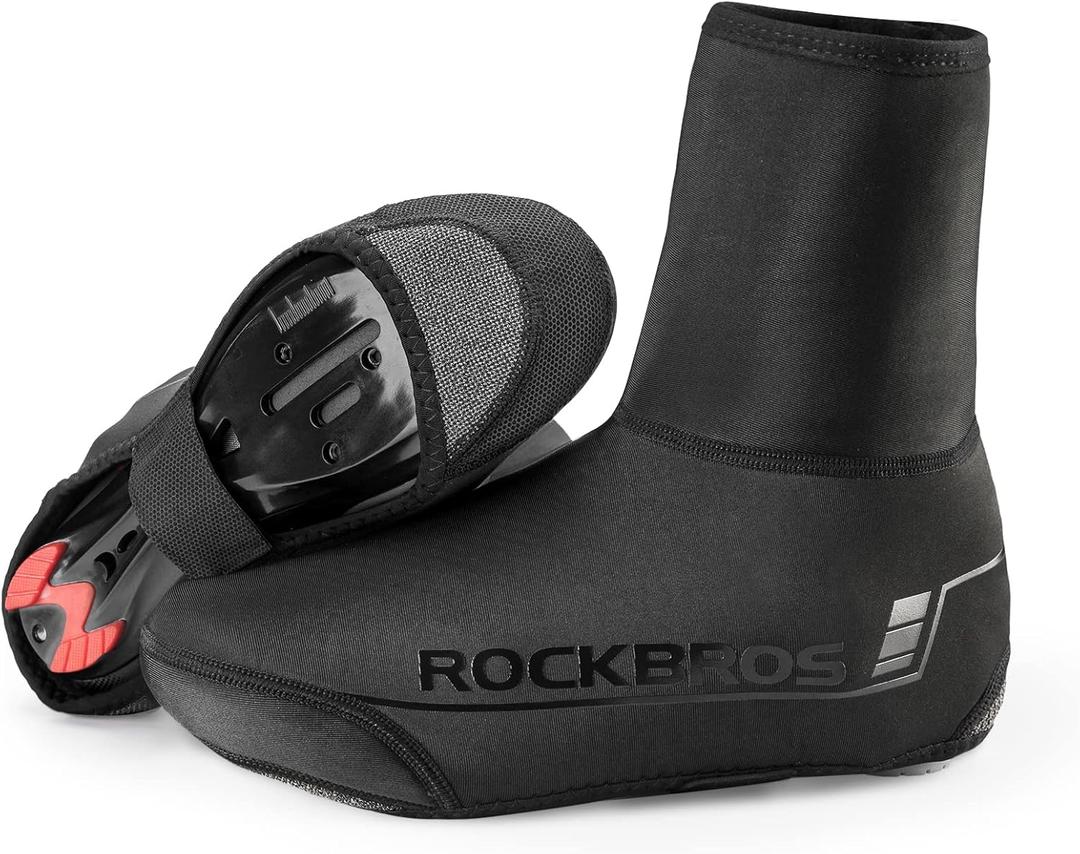 ROCKBROS Cycling Shoe Covers Winter Shoes Cover Warmer Water Resistant Thermal Bike Shoes Cover Windproof Bicycle Overshoes Shoescover for Men Women (9-12, Black)