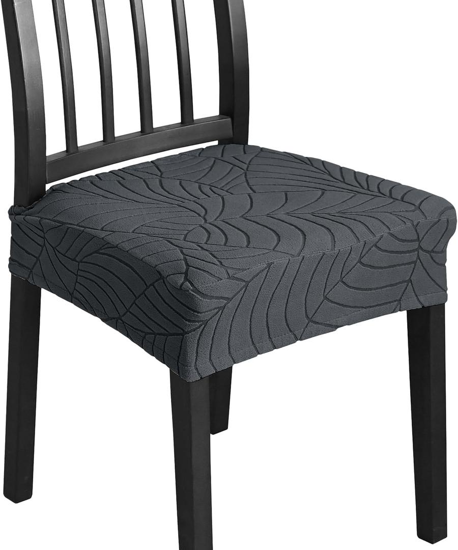 Chair Seat Covers for Dining Room Chairs Set of 4, Removable Washable Kitchen Chair Covers Anti-Dust Dining Chair Cover Chair Slipcovers Protector (4, Dark Grey), 16"D x 16"W x 3.5"H