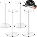 Chunful 4 Sets Acrylic Hat Stand Holder Wig Display Rack Clear Pedestal Stand Baseball Hat Rack Round Acrylic Risers for Tabletop Display Watch Jewelry(16 Inch)