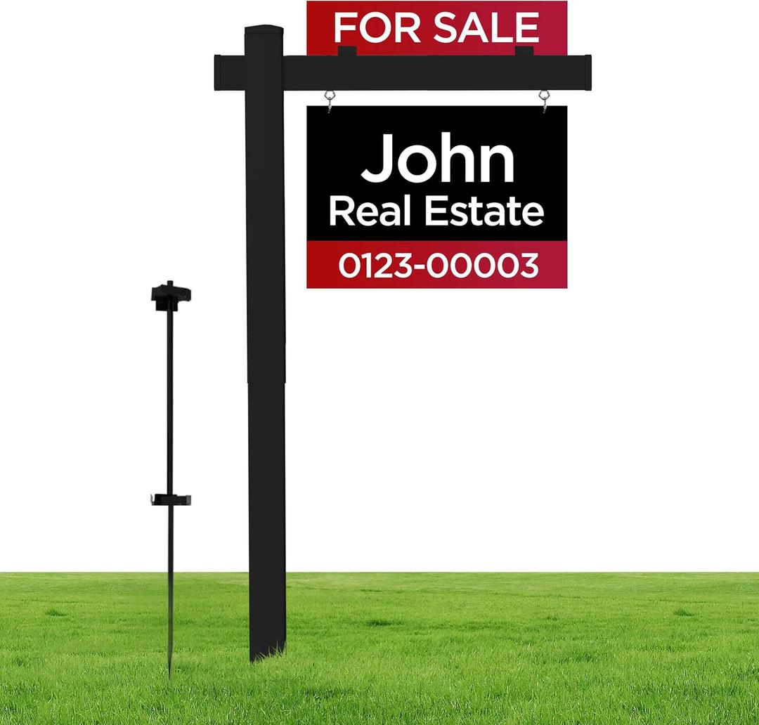Real Estate Sign Posts Real Estate Signs Holder Realtor Sign Colonial Post 6ft Tall Made of Vinyl PVC Holds for Sale Yard Signs Up To 24 Inch