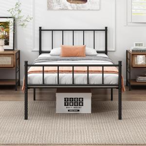 Twin XL Bed Frame-Classic Metal Platform Bed Frame,Mattress Foundation with Steel Slat Support,Under Foundation Storage,No Box Spring Needed, Easy Assembly,Twin XL Size (Black)
