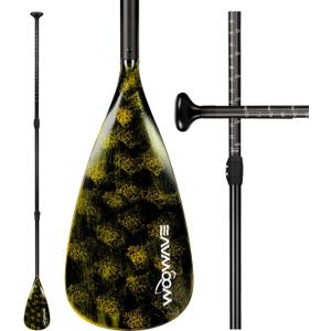 WOOWAVE SUP Paddle Adjustable 3 Piece Stand-Up Paddles Floating Portable Paddle Board Accessories (Aluminum Alloy, Fiberglass, Carbon Fiber Optional)